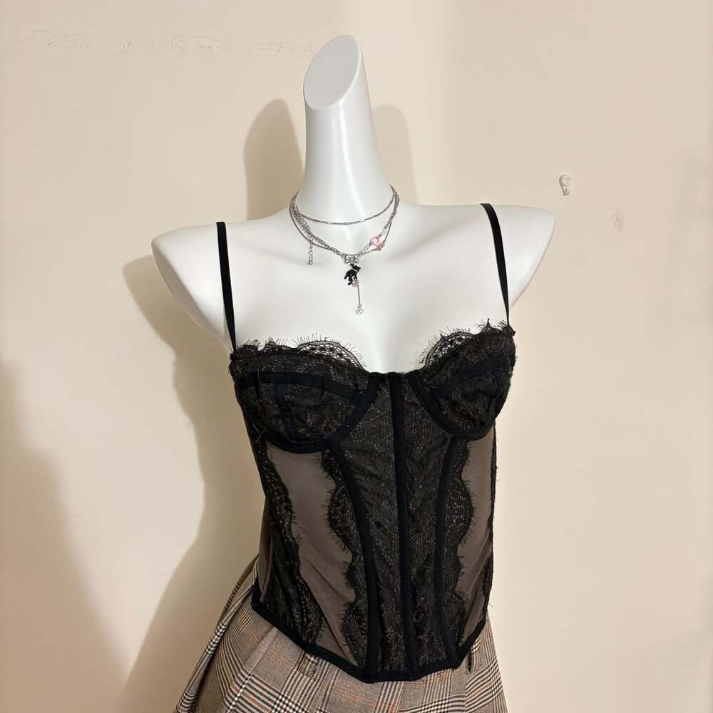 Out From Under Urban Outfitters Black Lace Mesh Corset Medium Halloween Costume - Picture 3 of 8